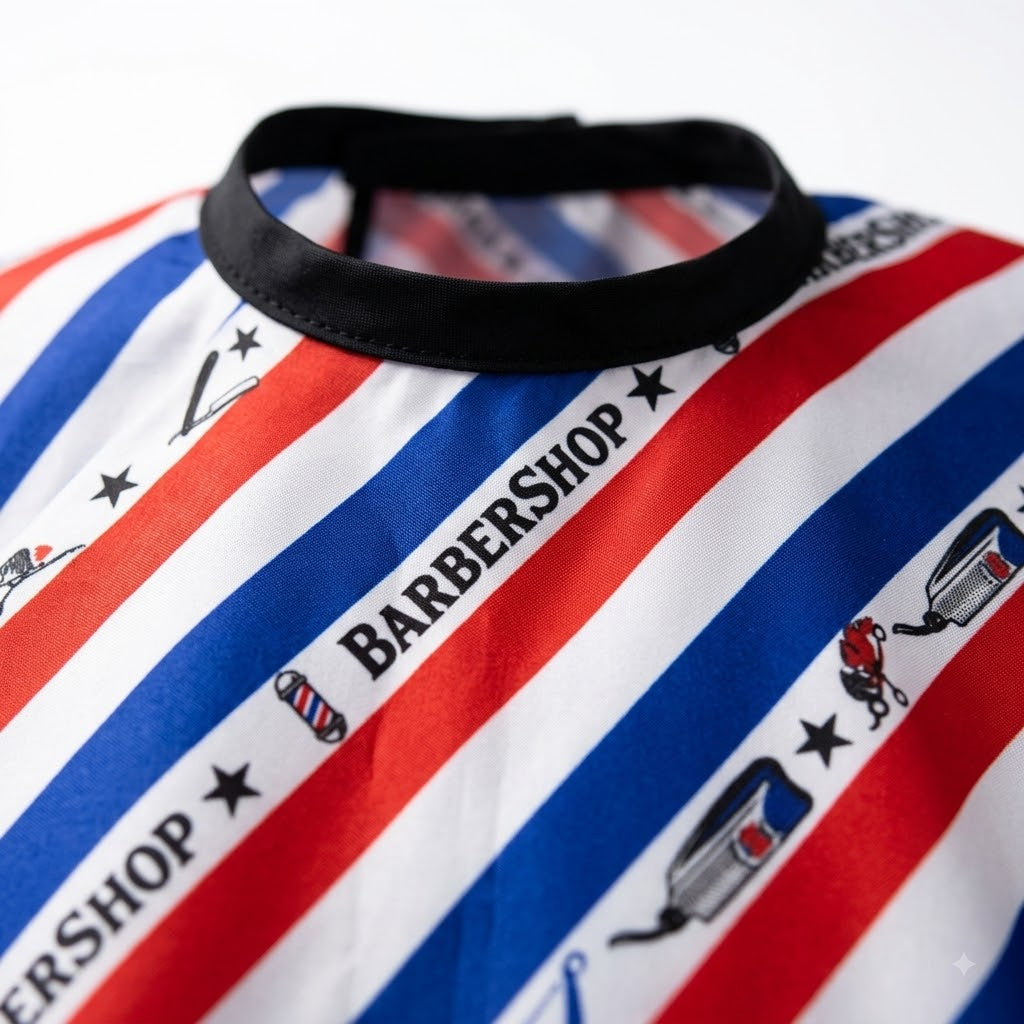 Cite of Paris Capa Profesional para Barbería CC018 – Diseño Rojo, Blanco y Azul