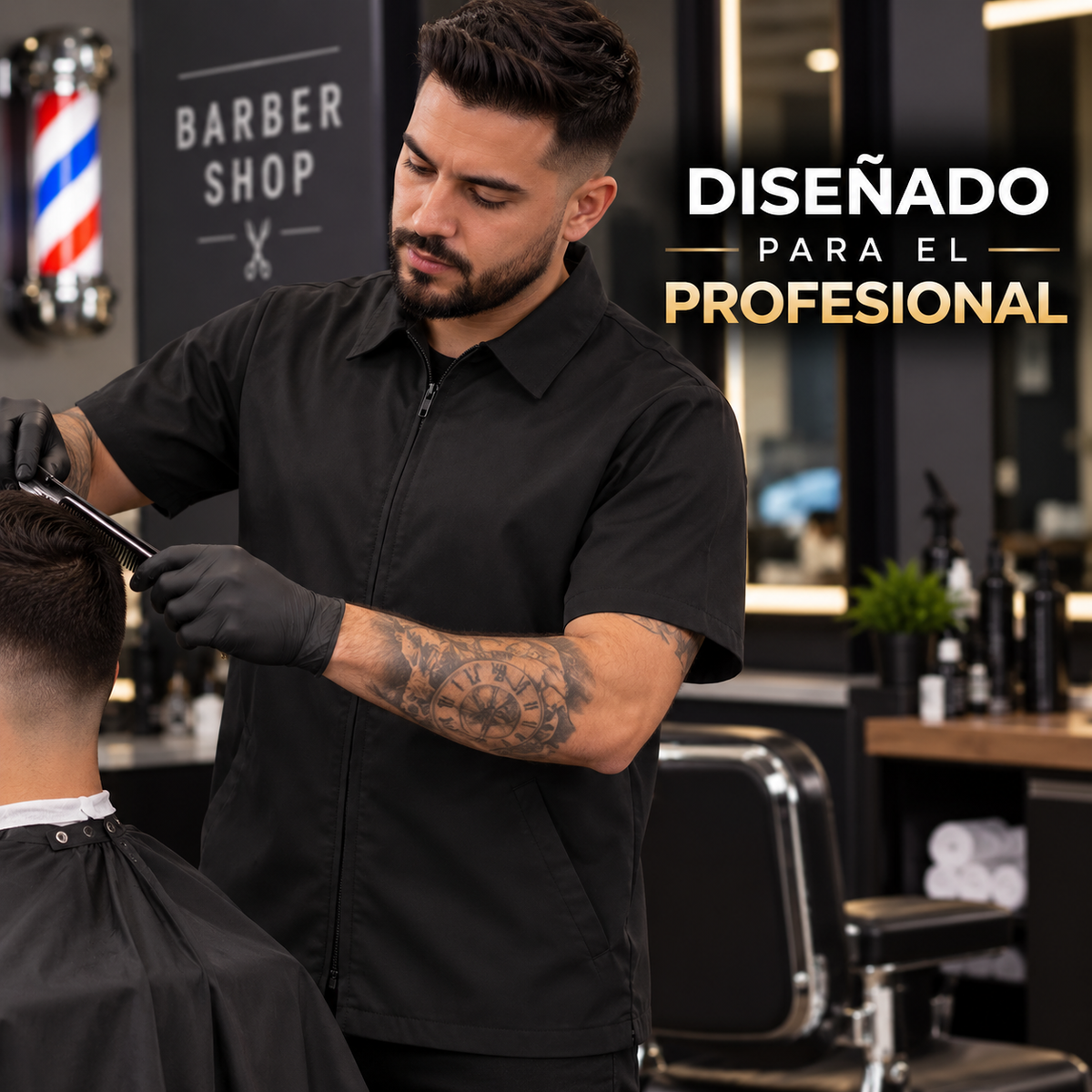 Cite of Paris Jacket Profesional de Barbero Negro X-Large CC022
