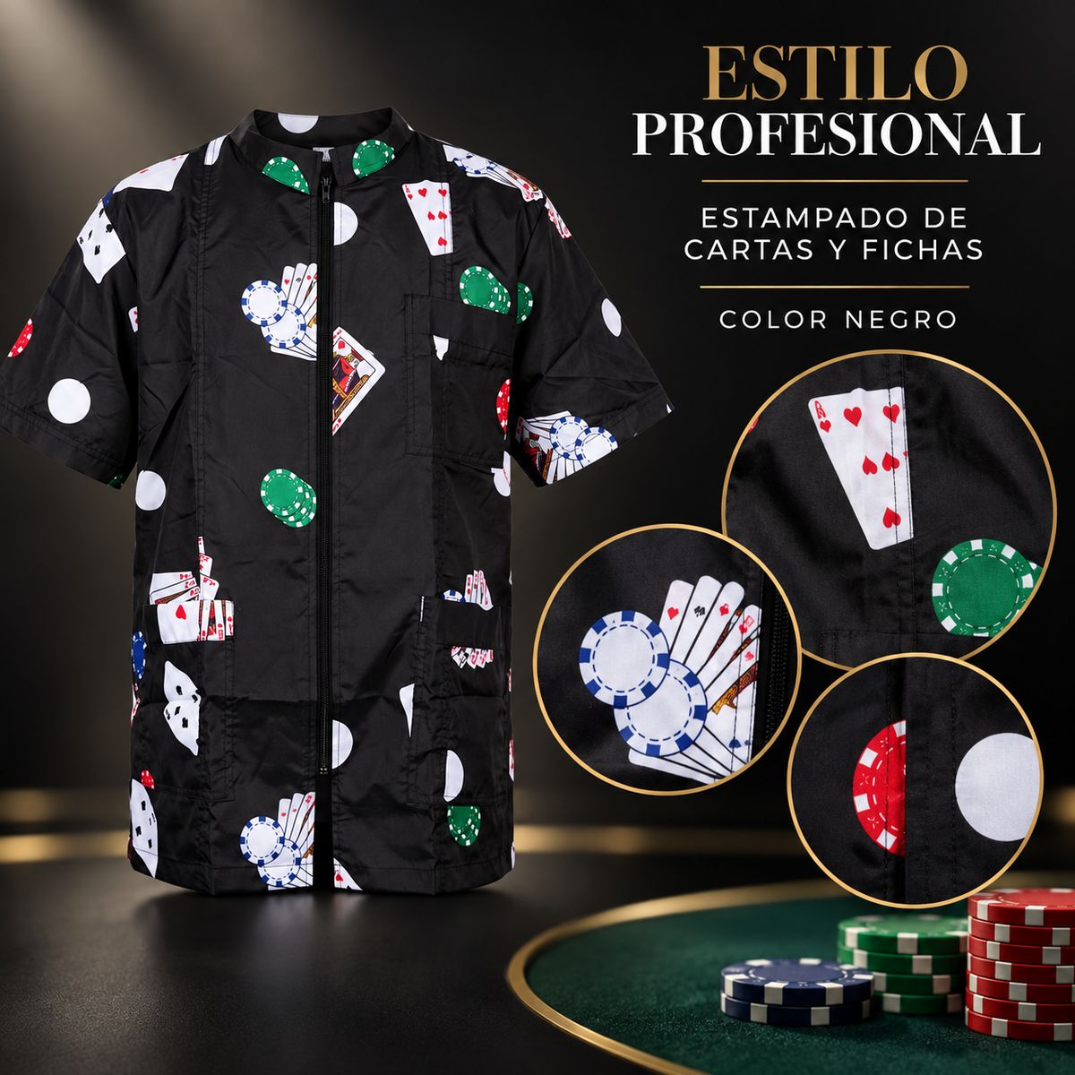 Cite of Paris Jacket de Barbero Negro Estampado X-Large – CC036
