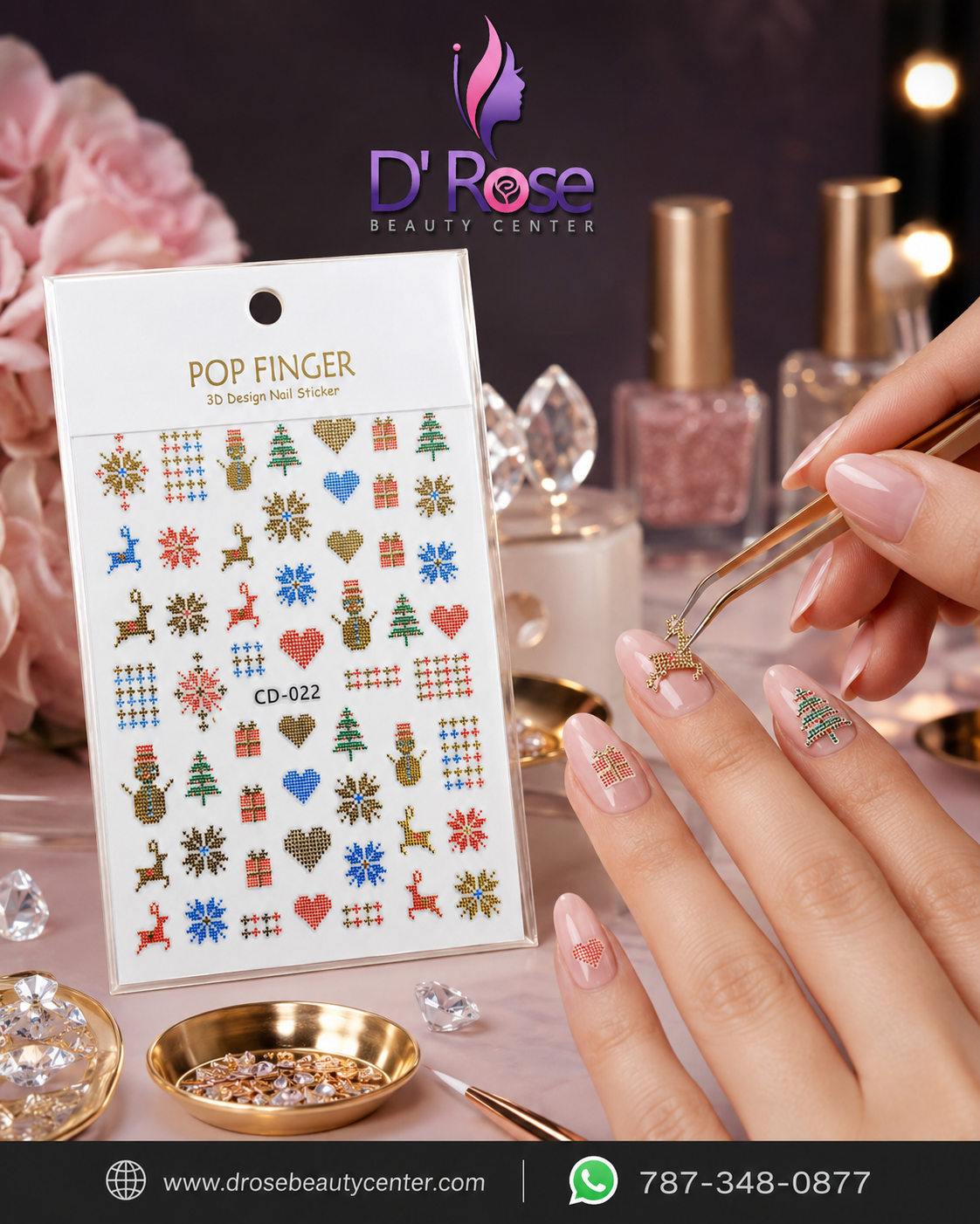 Pop Finger 3D Design Nail Stickers CD-022 – Diseños Navideños