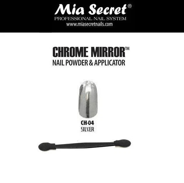 💅✨ Mia Secret® Chrome Mirror Nail Powder Silver CH-04 — Efecto Cromo Espejo Profesional para Uñas ✨💅