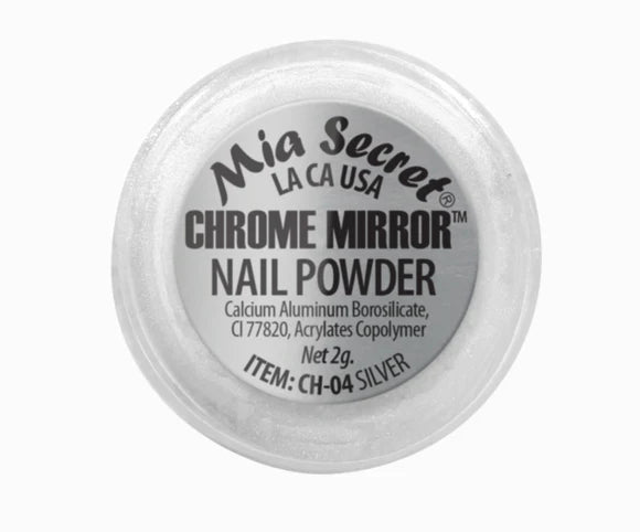 💅✨ Mia Secret® Chrome Mirror Nail Powder Silver CH-04 — Efecto Cromo Espejo Profesional para Uñas ✨💅