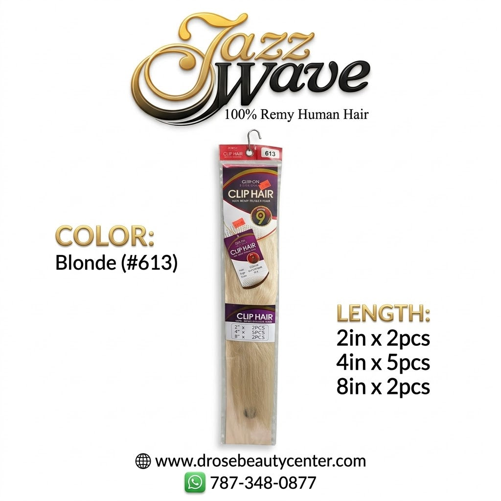 ✨ Extensiones Jazz Wave Clip-On 18” Color #613 – 9 Piezas | 100% Remy Human Hair ✨