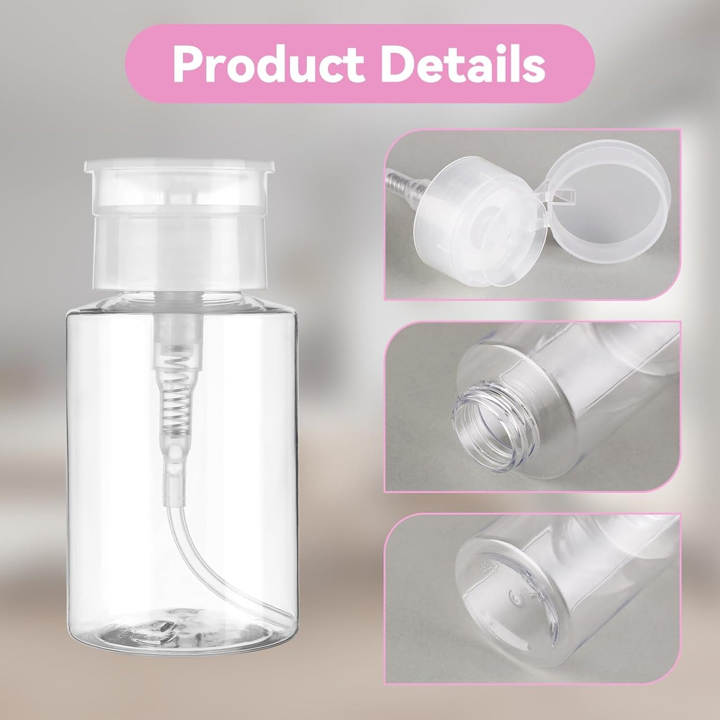 Cité Pompa de Acetona con Tapa Plástica CP032 – Dispensador para Líquidos de Uñas y Belleza