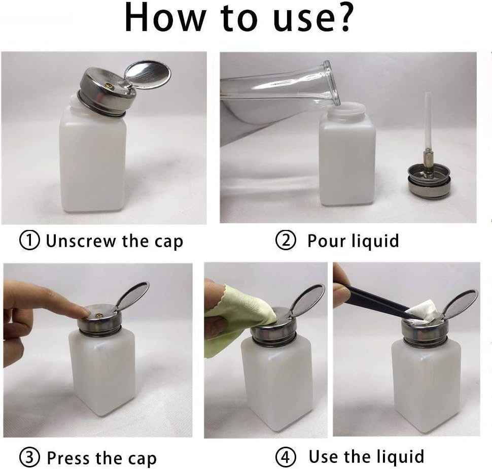 Cité Pompa de Acrílico con Tapa de Metal 200ml CP033 – Dispensador para Alcohol, Removedor y Líquidos de Salón