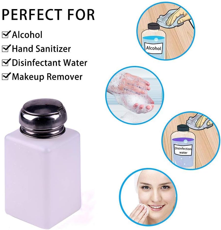 Cité Pompa de Acrílico con Tapa de Metal 200ml CP033 – Dispensador para Alcohol, Removedor y Líquidos de Salón