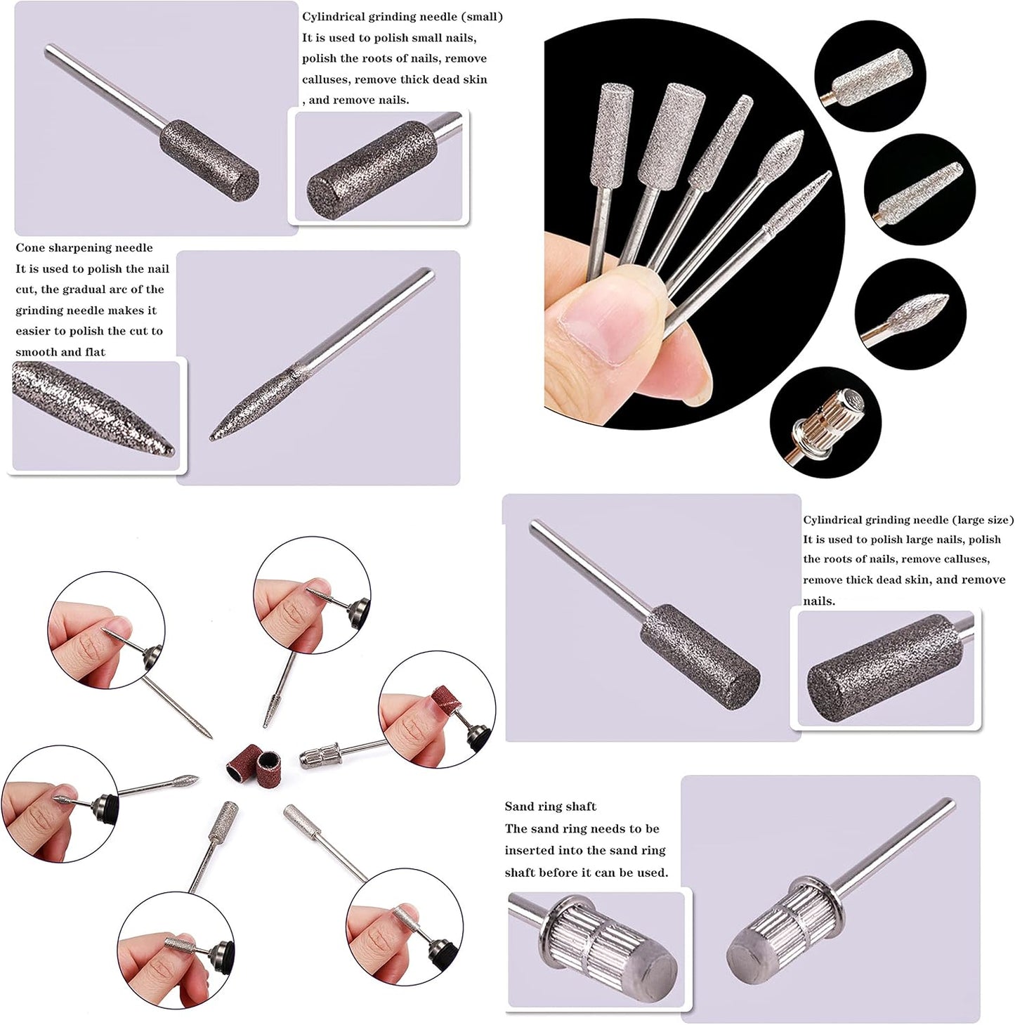 Cité Kit de Puntas y Mandril para Máquina de Uñas 12 Piezas CP042