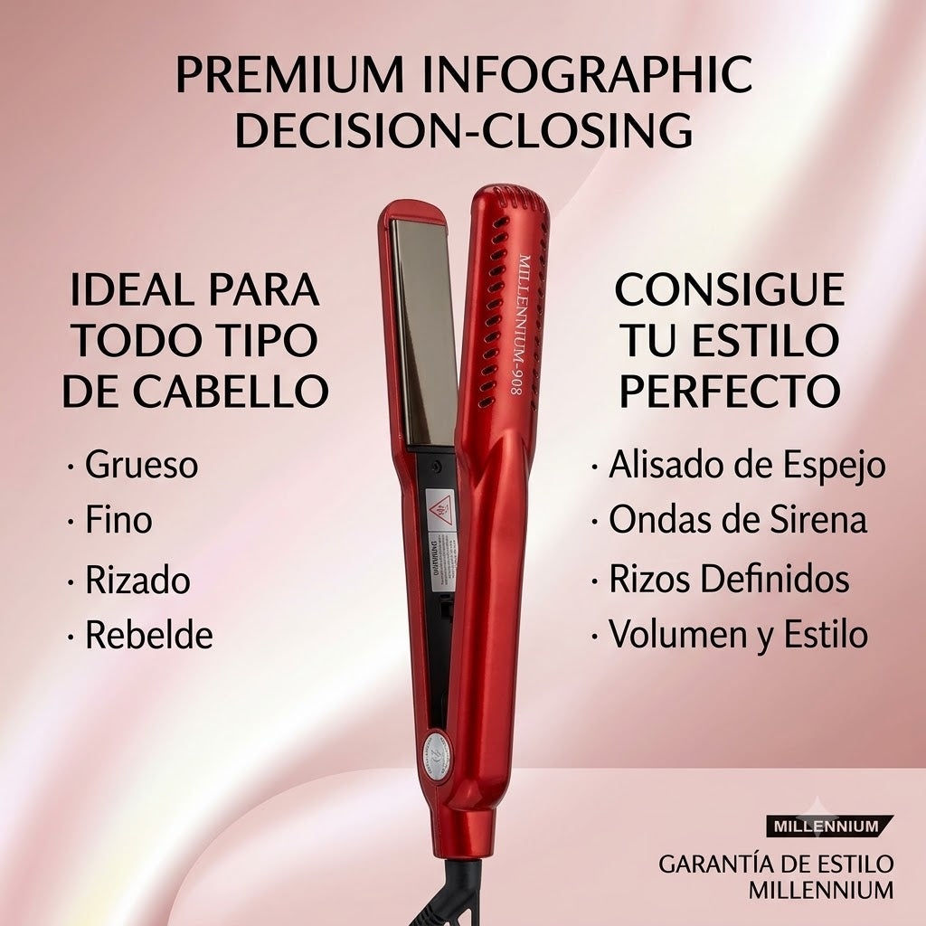 Millennium 908 Plancha Profesional de Titanio 450 °F CP050