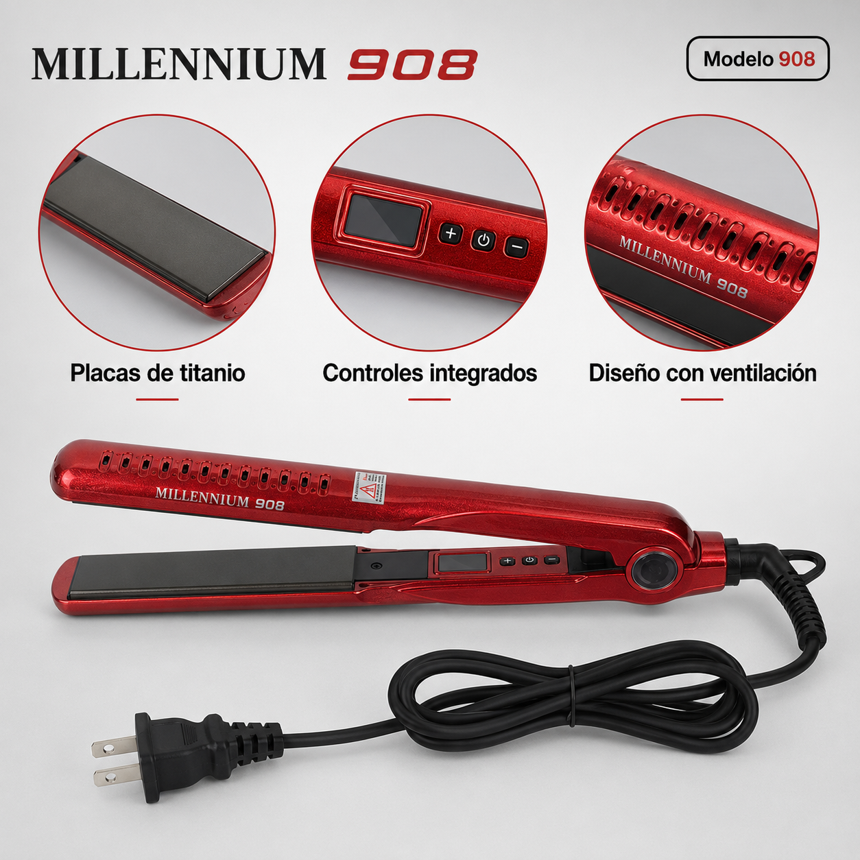 Millennium 908 Plancha Profesional de Titanio 450 °F CP050