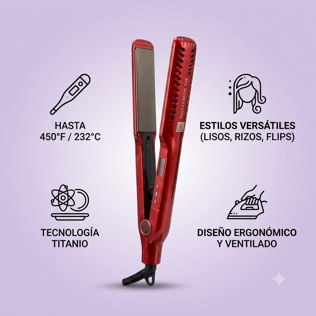 Millennium 908 Plancha Profesional de Titanio 450 °F CP050