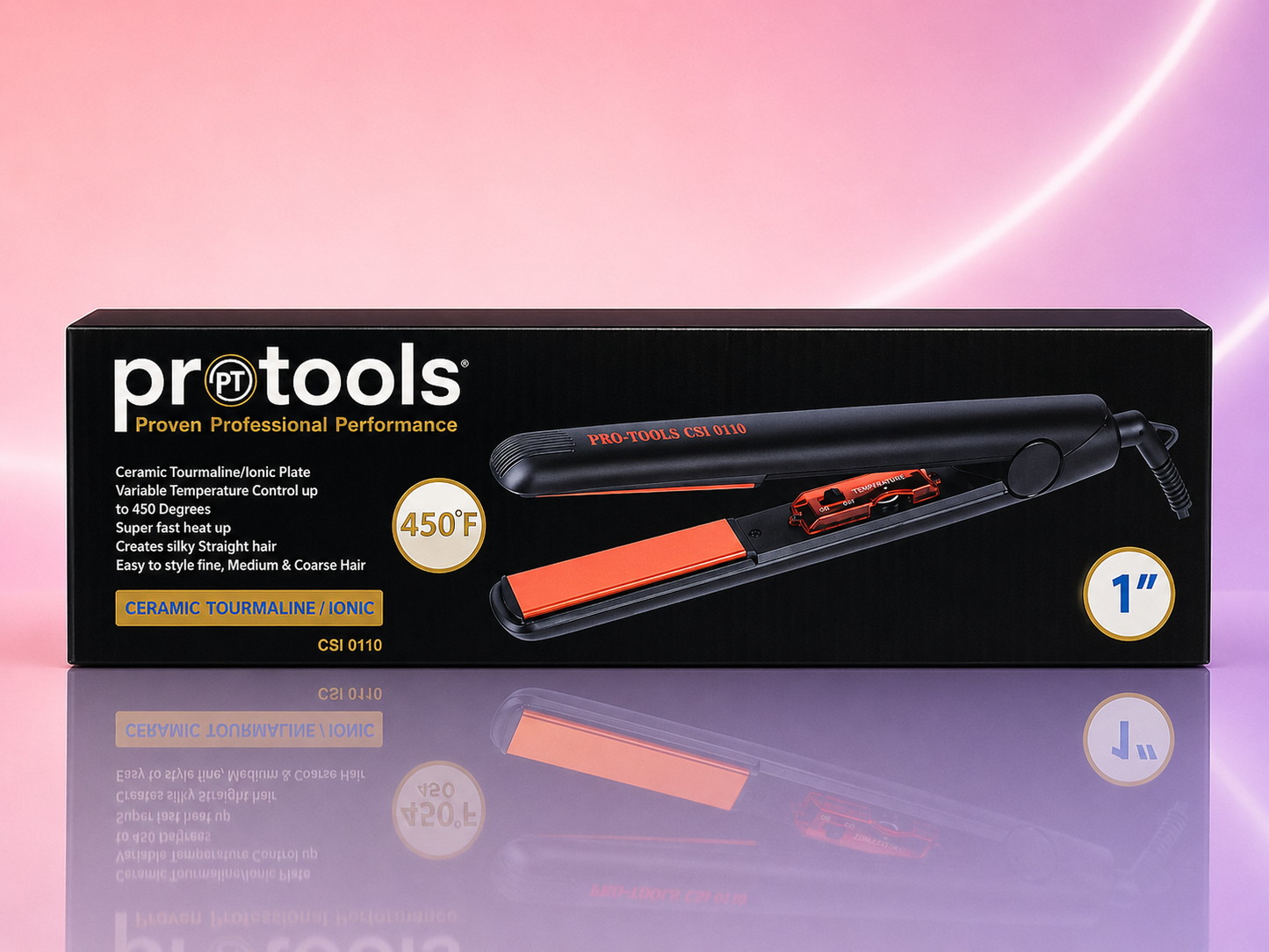 Protools CSI 0110 Plancha Profesional Ceramic Tourmaline Ionic de 1” hasta 450°F