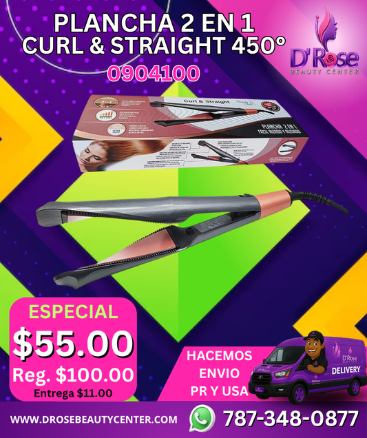 💎 BEAUTY STYLE – PLANCHA 2 EN 1 CURL &amp; STRAIGHT 450°F (0904100) 💎