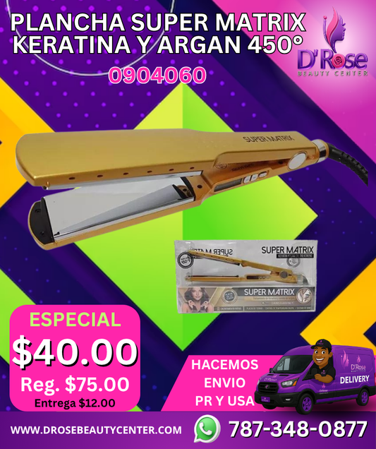🔥 Plancha Super Matrix con Keratina y Argán – ¡Resultados Profesionales desde Casa!