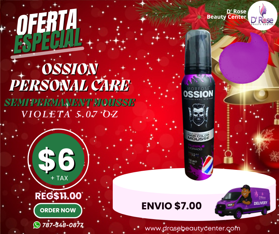 🔮 OSSION Color Mousse PURPLE (5.07oz) | Tinte Semi-Permanente en Mousse Morado