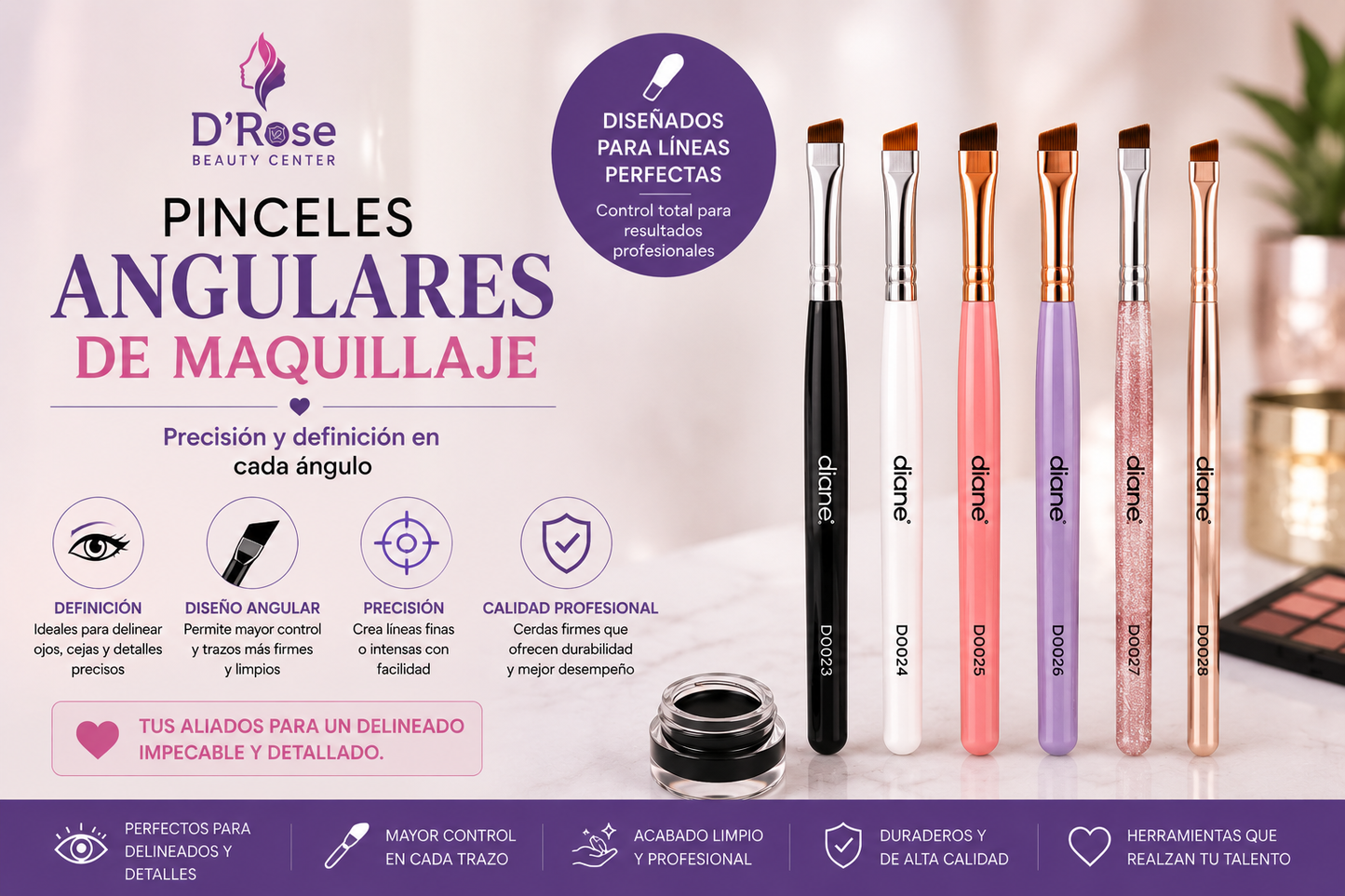 Diane Angled Eyeliner Brush D0023 – Pincel Delineador Angular Profesional