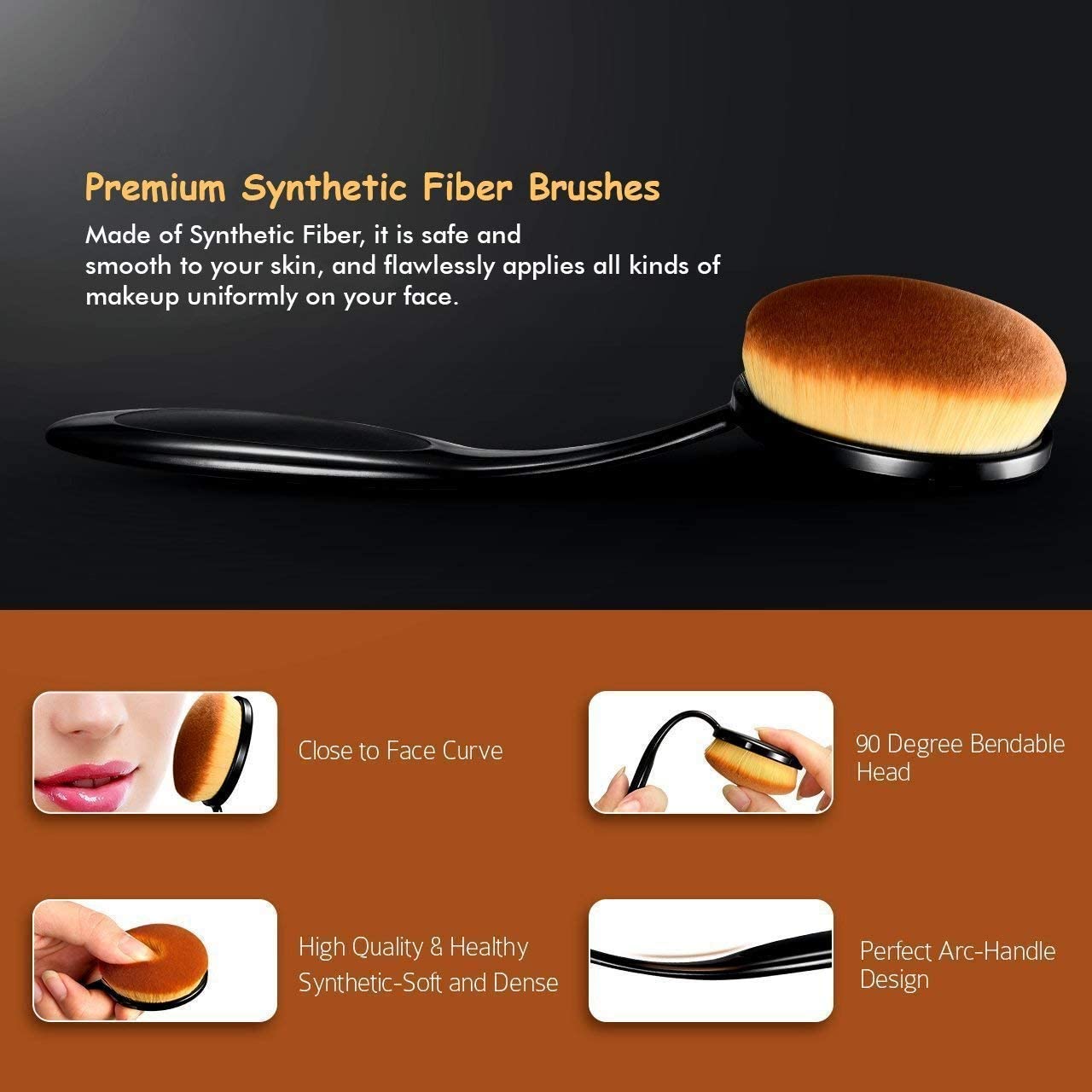 Diane Oval Makeup Brush D0035 – Brocha Ovalada para Maquillaje, Base, Difuminado y Contorno