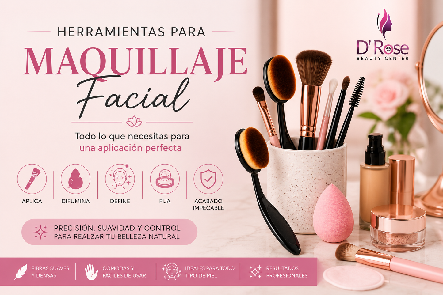 Diane Oval Makeup Brush D0035 – Brocha Ovalada para Maquillaje, Base, Difuminado y Contorno