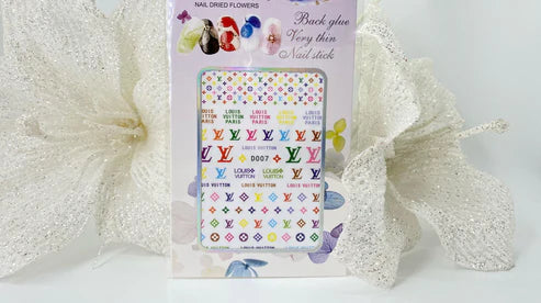 Flower Nail Stickers D007 – Monogramas Fashion Multicolor para Uñas