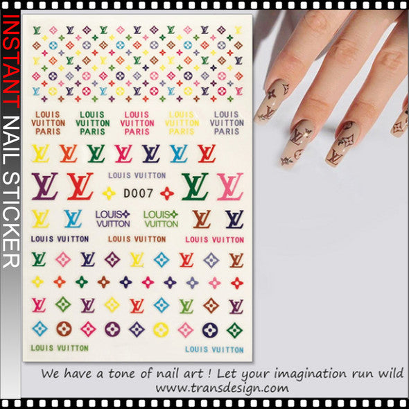 Flower Nail Stickers D007 – Monogramas Fashion Multicolor para Uñas