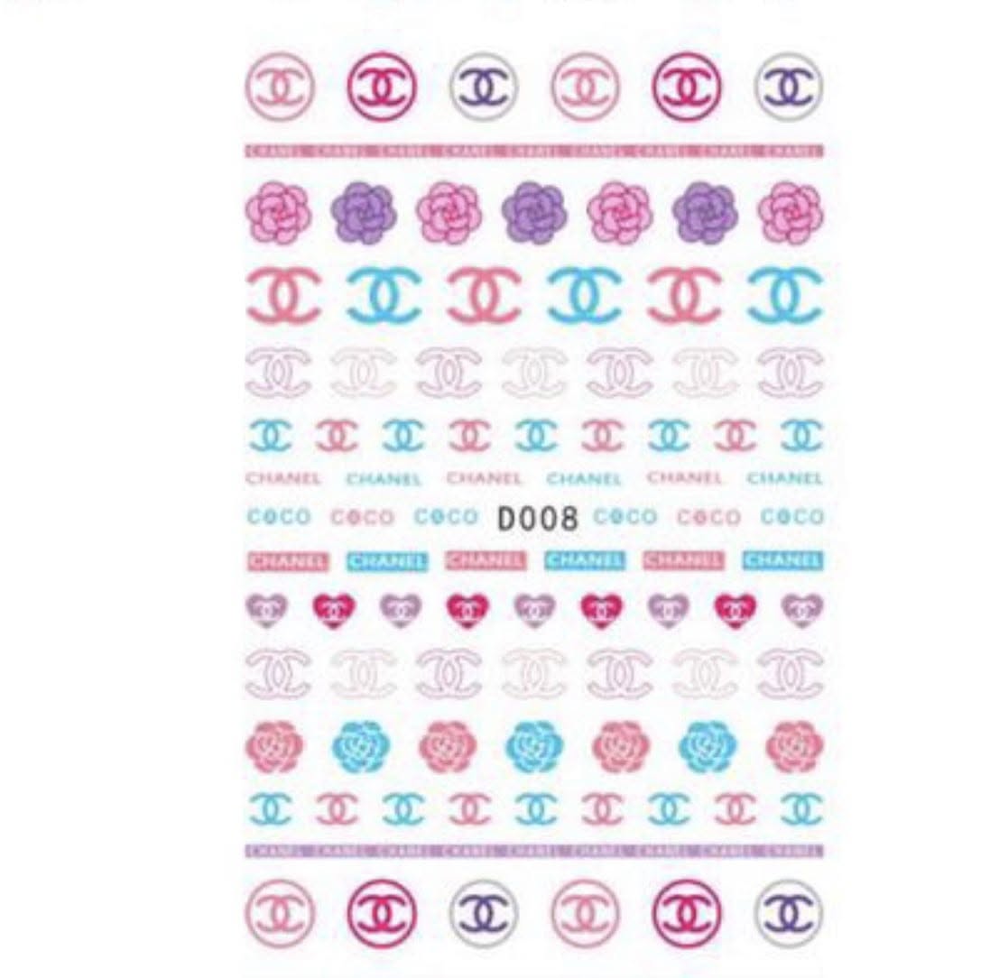 Flower Nail Stickers D008 – Monogramas, Flores y Diseños Fashion Multicolor para Uñas