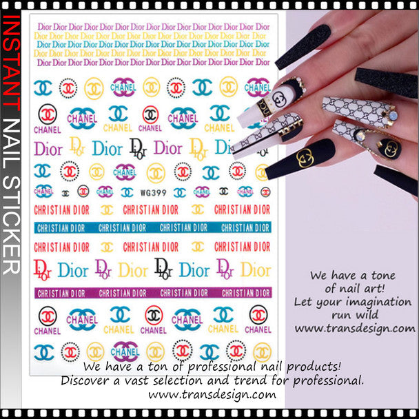 Flower Nail Stickers D010 – Monogramas Fashion Multicolor para Uñas