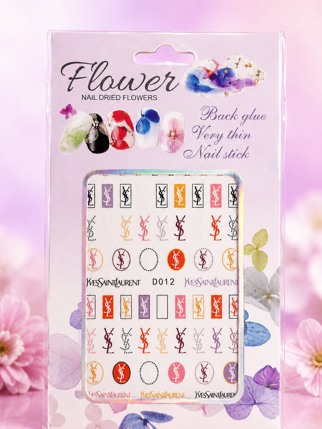 Flower Nail Stickers D012 – Monogramas Fashion Multicolor para Uñas