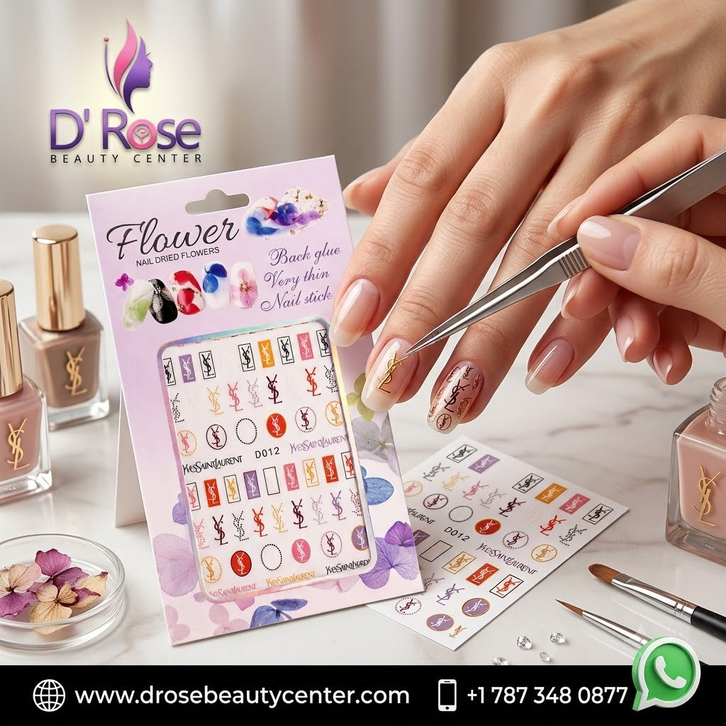Flower Nail Stickers D012 – Monogramas Fashion Multicolor para Uñas