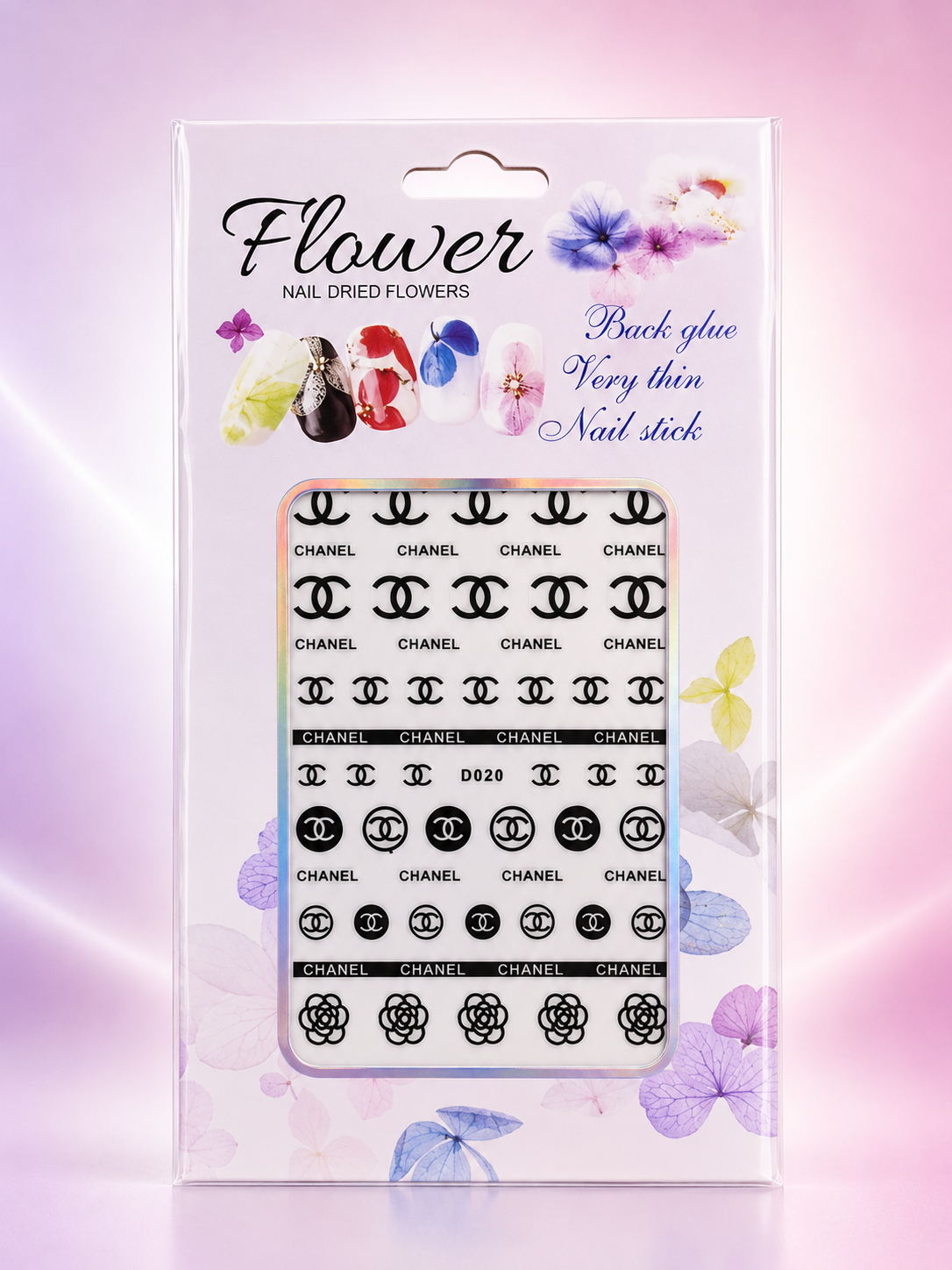 Flower Nail Art Decal D020 Negro y Blanco para Uñas