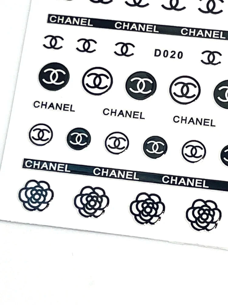 Flower Nail Art Decal D020 Negro y Blanco para Uñas