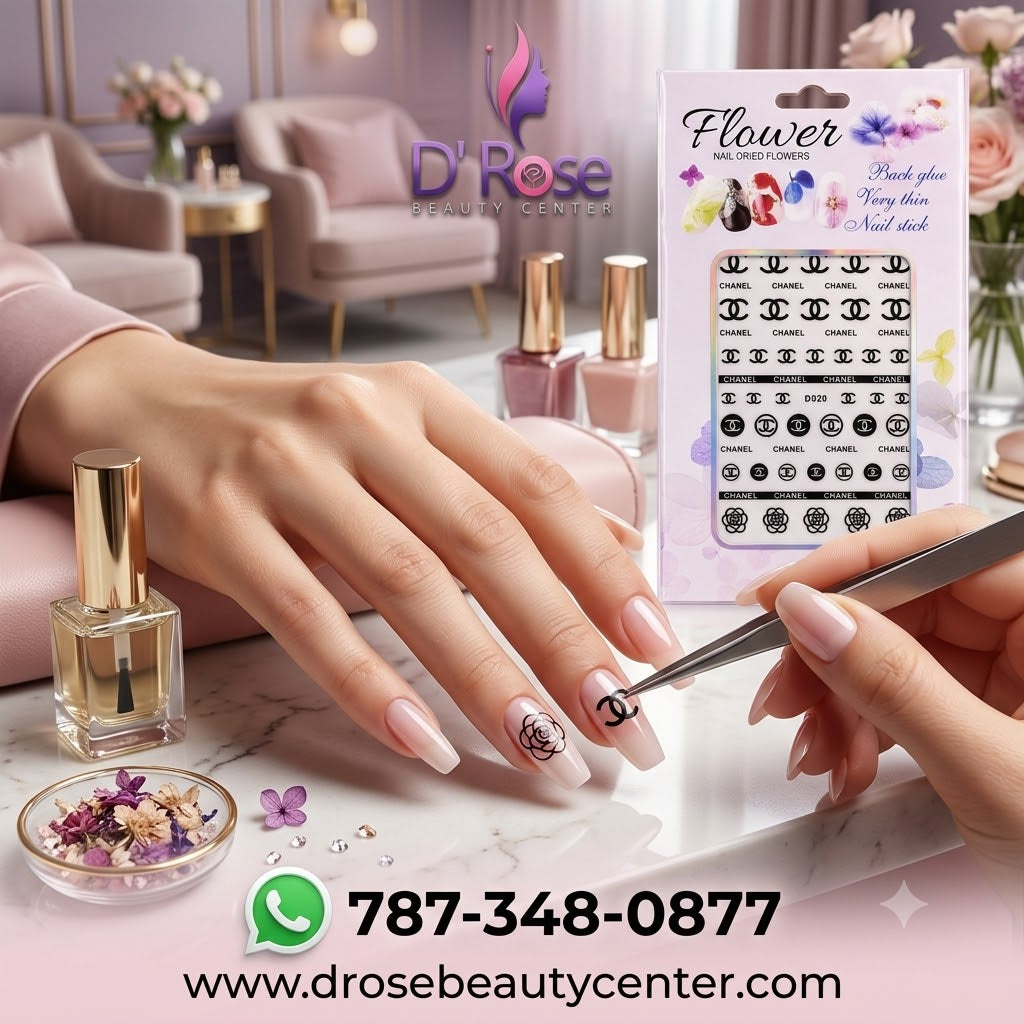 Flower Nail Art Decal D020 Negro y Blanco para Uñas