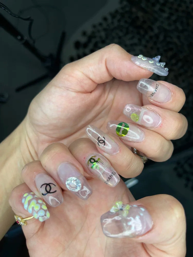 Flower Nail Art Decal D020 Negro y Blanco para Uñas