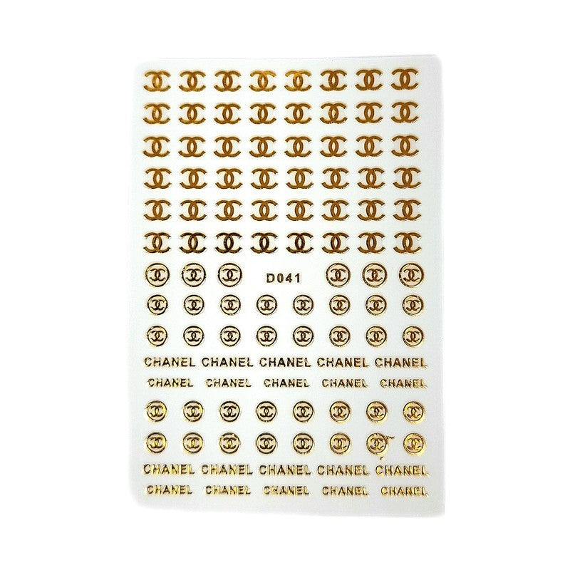 Flower Nail Art Decals D041 – Stickers Dorados Tipo Monograma para Uñas