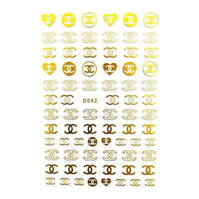 Flower Nail Art Decal D042 – Stickers Dorados Autoadhesivos para Uñas