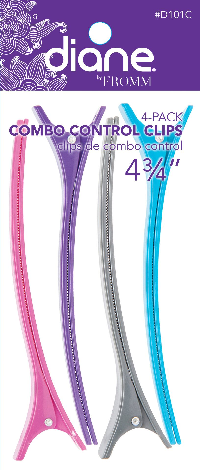 DIANE 4-Pack 4 ¾" Control Clips D101C – Clips Profesionales para Dividir y Sujetar Cabello