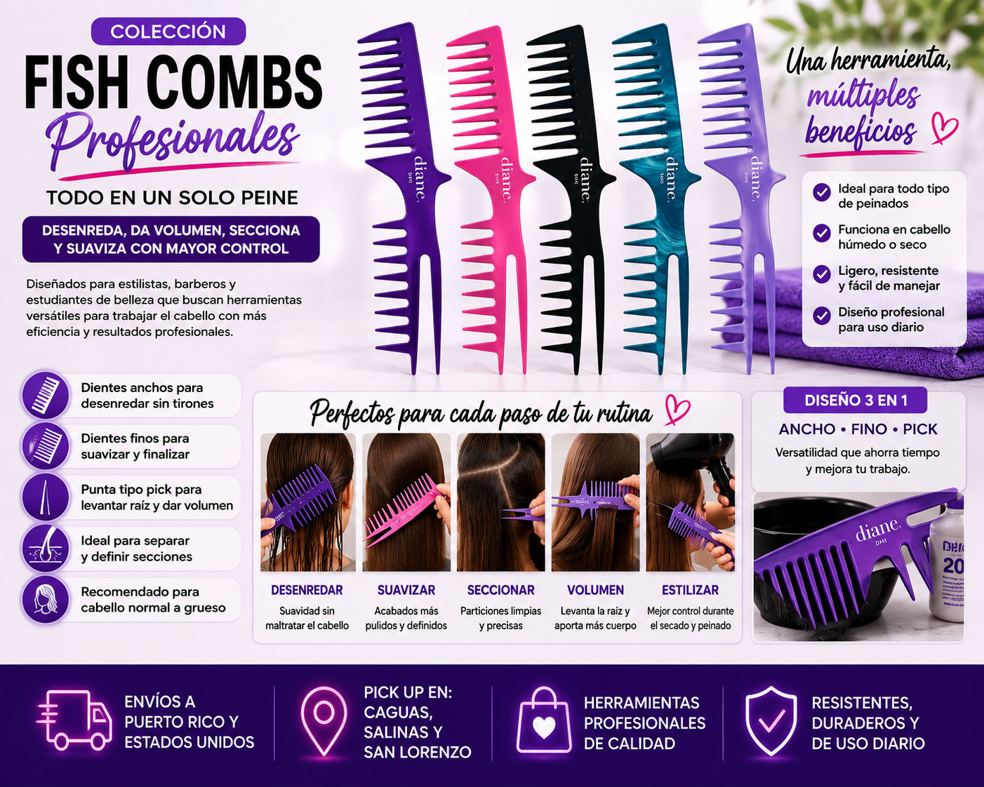 Diane Fish Comb 8 ¼” D141