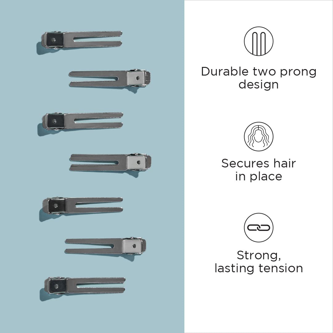 Diane Double Prong Clips 80-Pack 1¾” D17 – Clips Metálicos Profesionales para Sujetar Cabello y Rulos