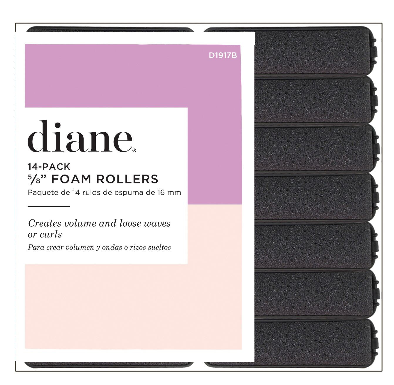 DIANE 14-Pack Foam Rollers 5/8” Black D1917B – Rulos de Espuma para Volumen y Rizos Suaves