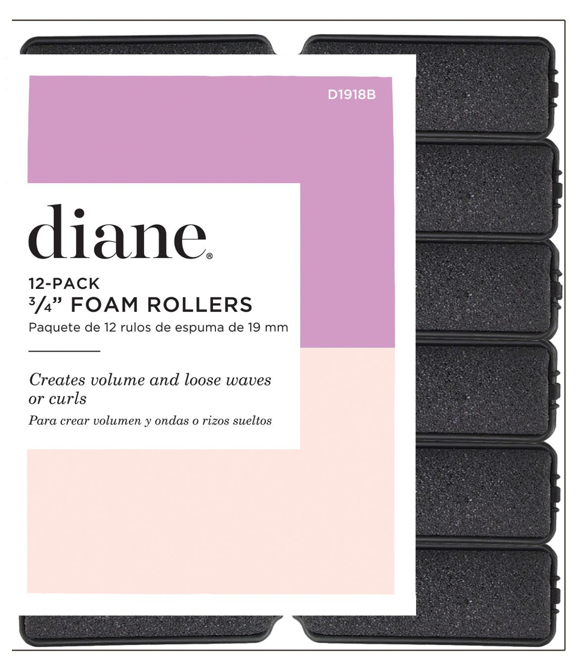 Diane D1918B Foam Rollers 12 Pack 3/4” – Rulos de Espuma Negros