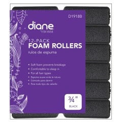 Diane D1918B Foam Rollers 12 Pack 3/4” – Rulos de Espuma Negros