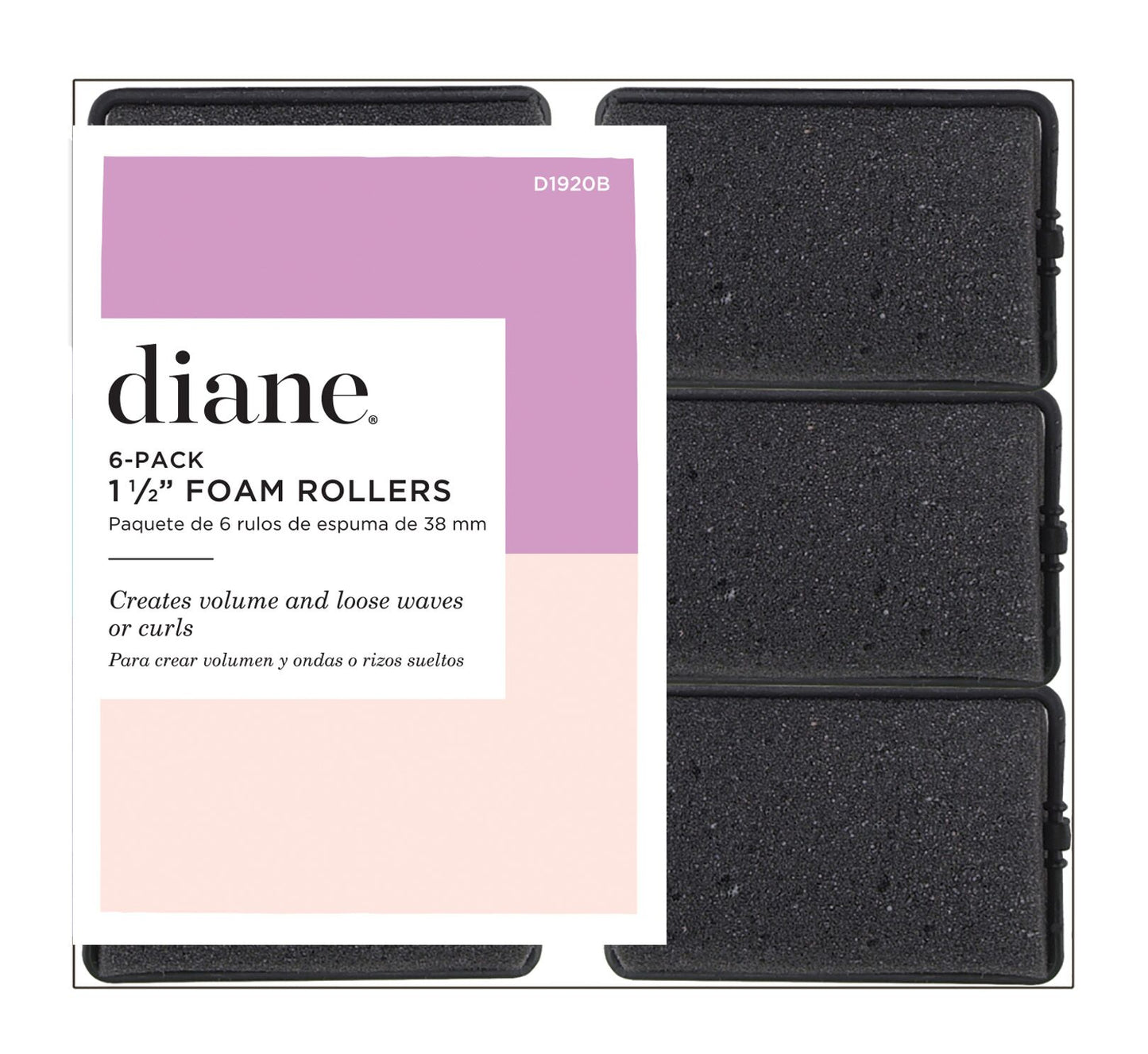 Diane D1920B Foam Rollers 6 Pack 1 1/2” – Rulos de Espuma Negros