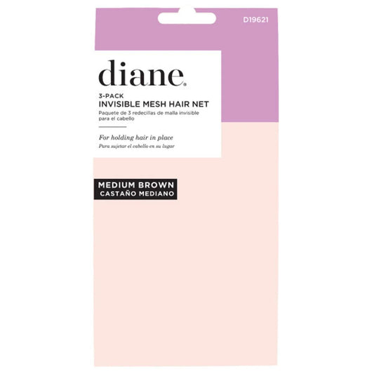 DIANE Invisible Mesh Hair Net Medium Brown 3-Pack D19621 – Redecillas Invisibles para Cabello