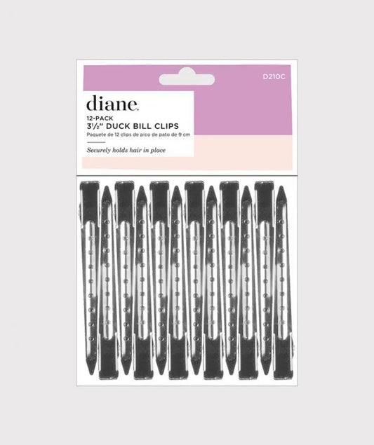 Diane 12-Pack 3½” Duck Bill Clips D210C – Clips Profesionales para Seccionar y Sujetar el Cabello