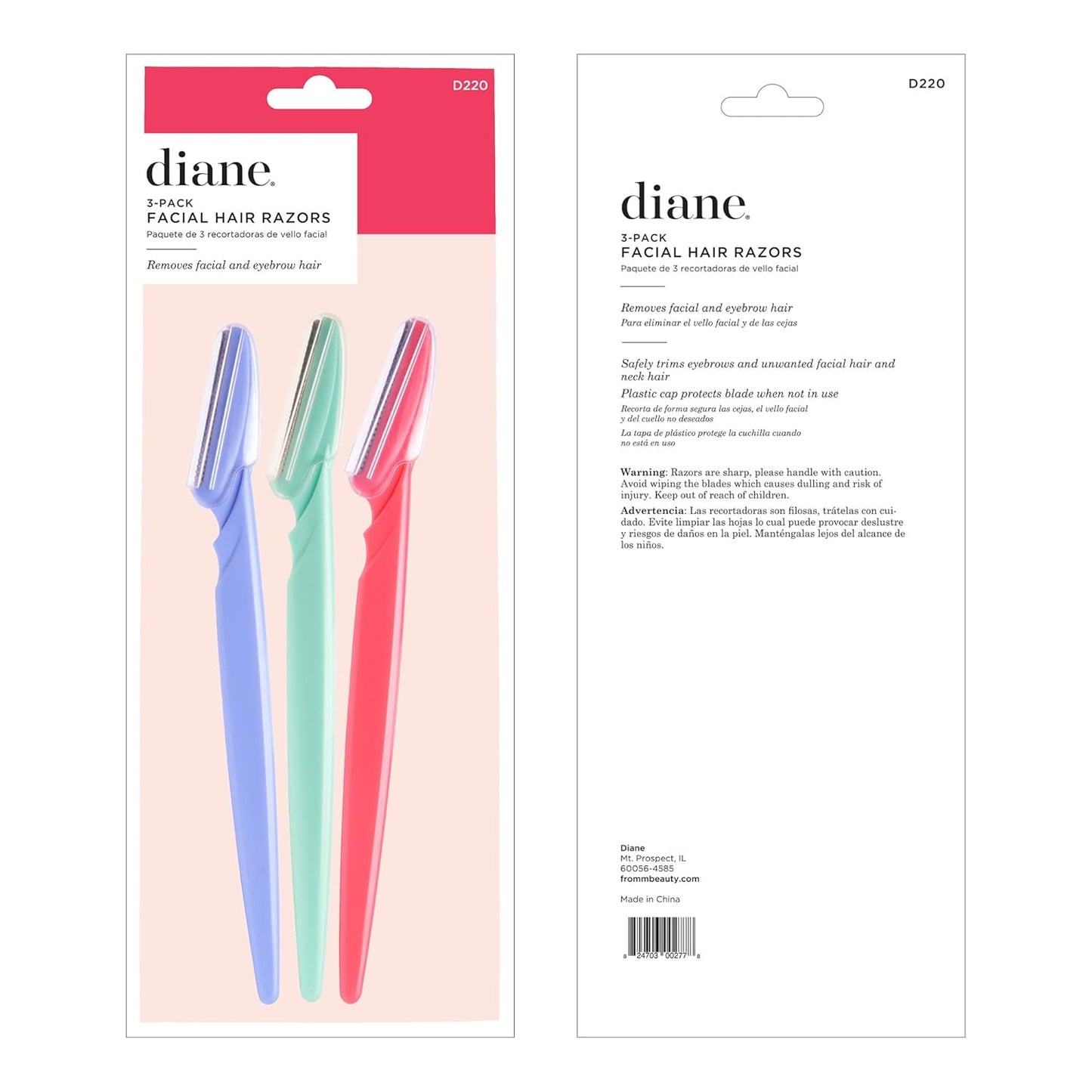 Diane 3-Pack Eyebrow Razors D220