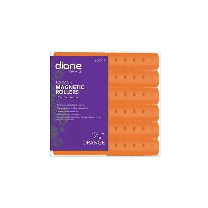 DIANE 12-Pack Magnetic Rollers 13/16” Orange D2717 – Rulos Magnéticos para Volumen y Rizos