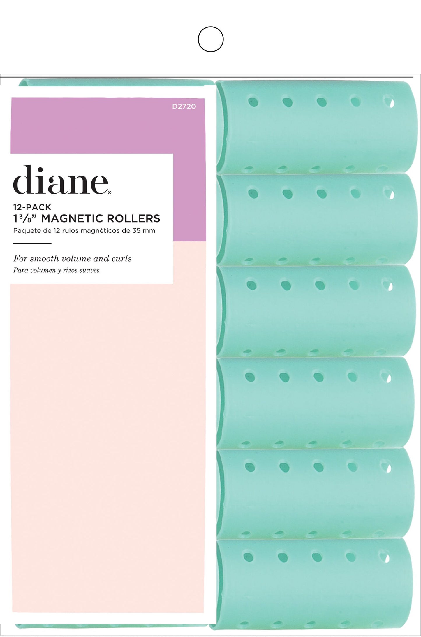 DIANE 12-Pack Magnetic Rollers 1 3/8” Aqua D2720 – Rulos Magnéticos para Volumen, Rizos y Marcado Profesional