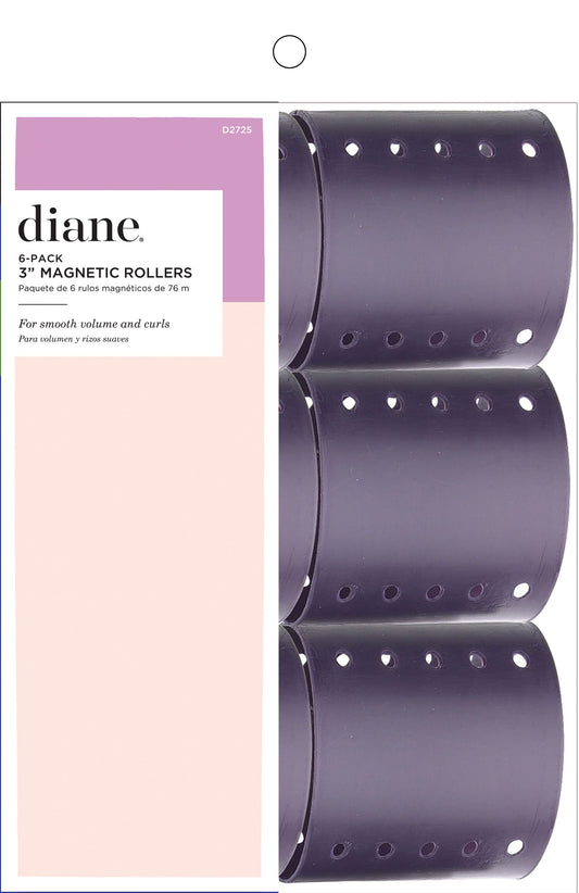 DIANE 6-Pack Magnetic Rollers 3” D2725 – Rulos Magnéticos para Volumen, Rizos Suaves y Secado Rápido