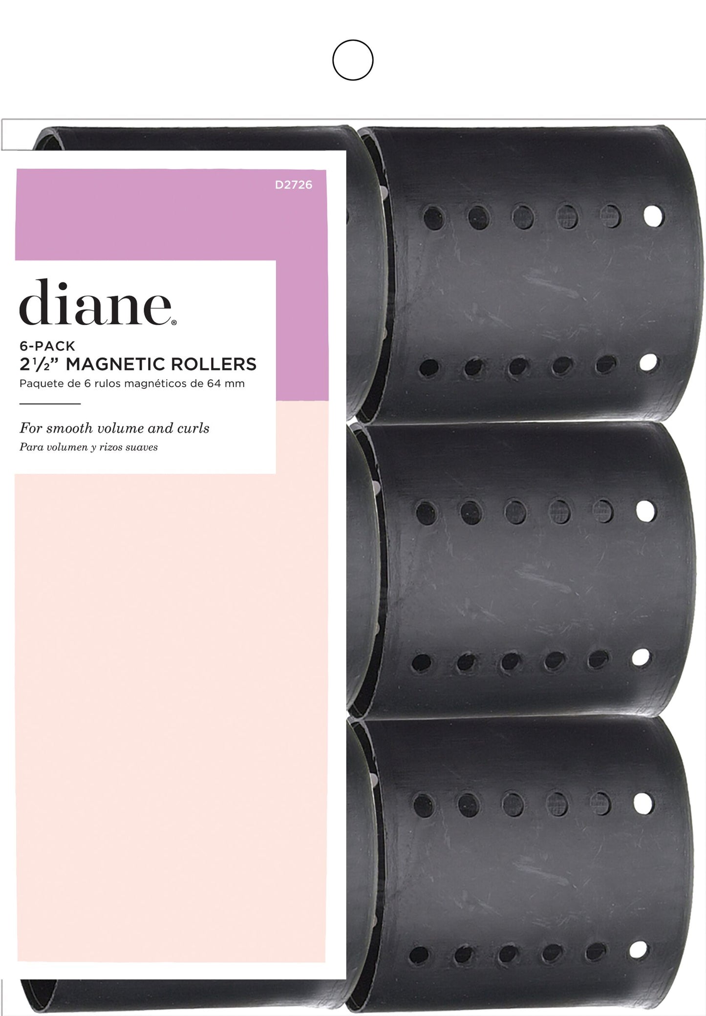 DIANE 6-Pack Magnetic Rollers 2½” D2726 – Rulos Magnéticos para Volumen, Rizos Suaves y Secado Rápido