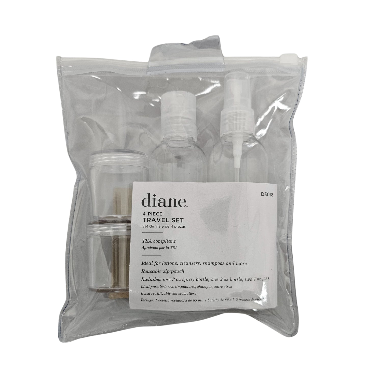 Diane Travel Set 4PZ D3018 – Set de Viaje Reutilizable TSA Approved