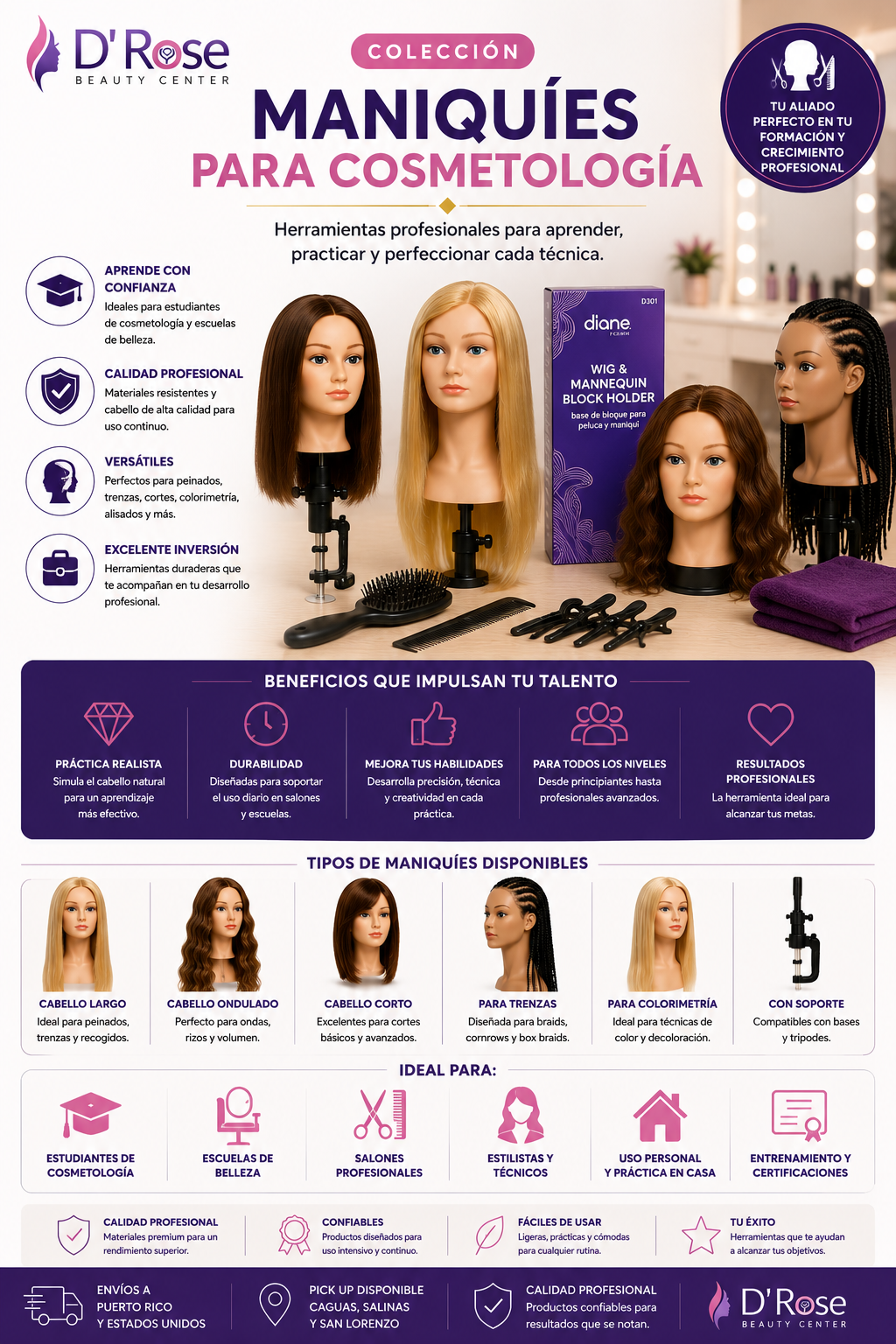 Beauty Style Minga o Manekin Largo de 18" 100% Sintético para estudiante de Estilismo 1313009 (Copy)