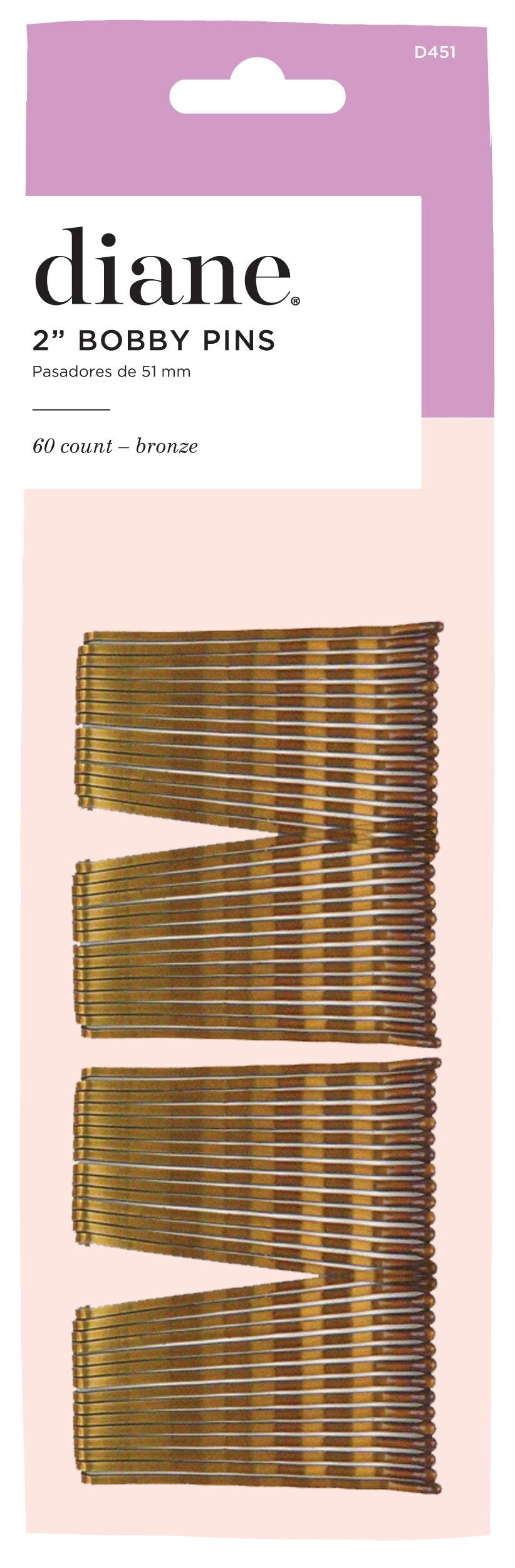 DIANE 2" Bob Pins 60-Pack Bronze D451 – Pasadores para Peinados, Recogidos y Fijación Profesional